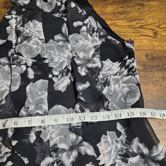 Vtg iz Byer Floral Ruffle Chiffon Top Size L Tie Neck Ethereal Whimsy Feminine - Picture 10 of 12